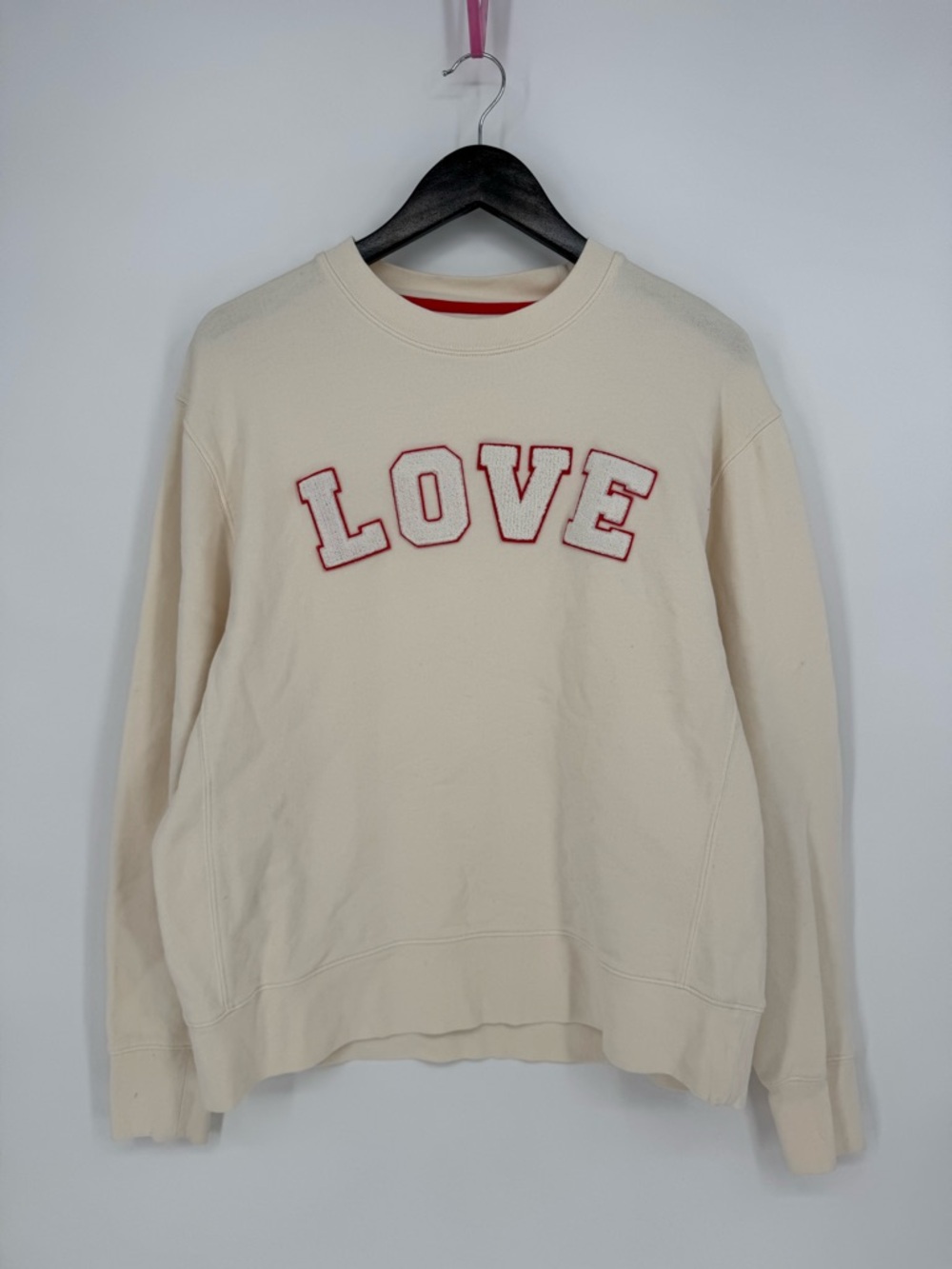 Tory Burch Sport French Terry Varsity Crewneck Sweatshirt LOVE White Medium - Picture 4 of 12